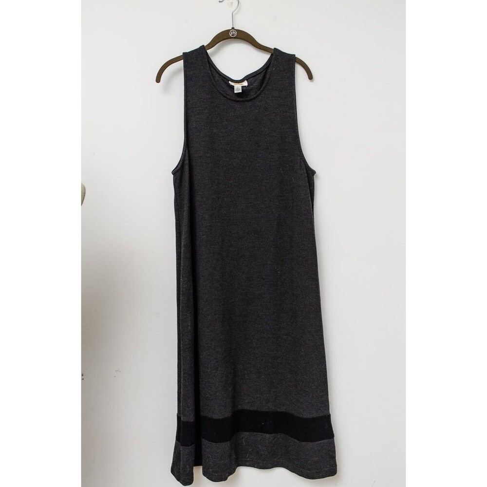 Talbots Petites L Shift Maxi Dress dark‎ gray sleeveless VTG USA office casual